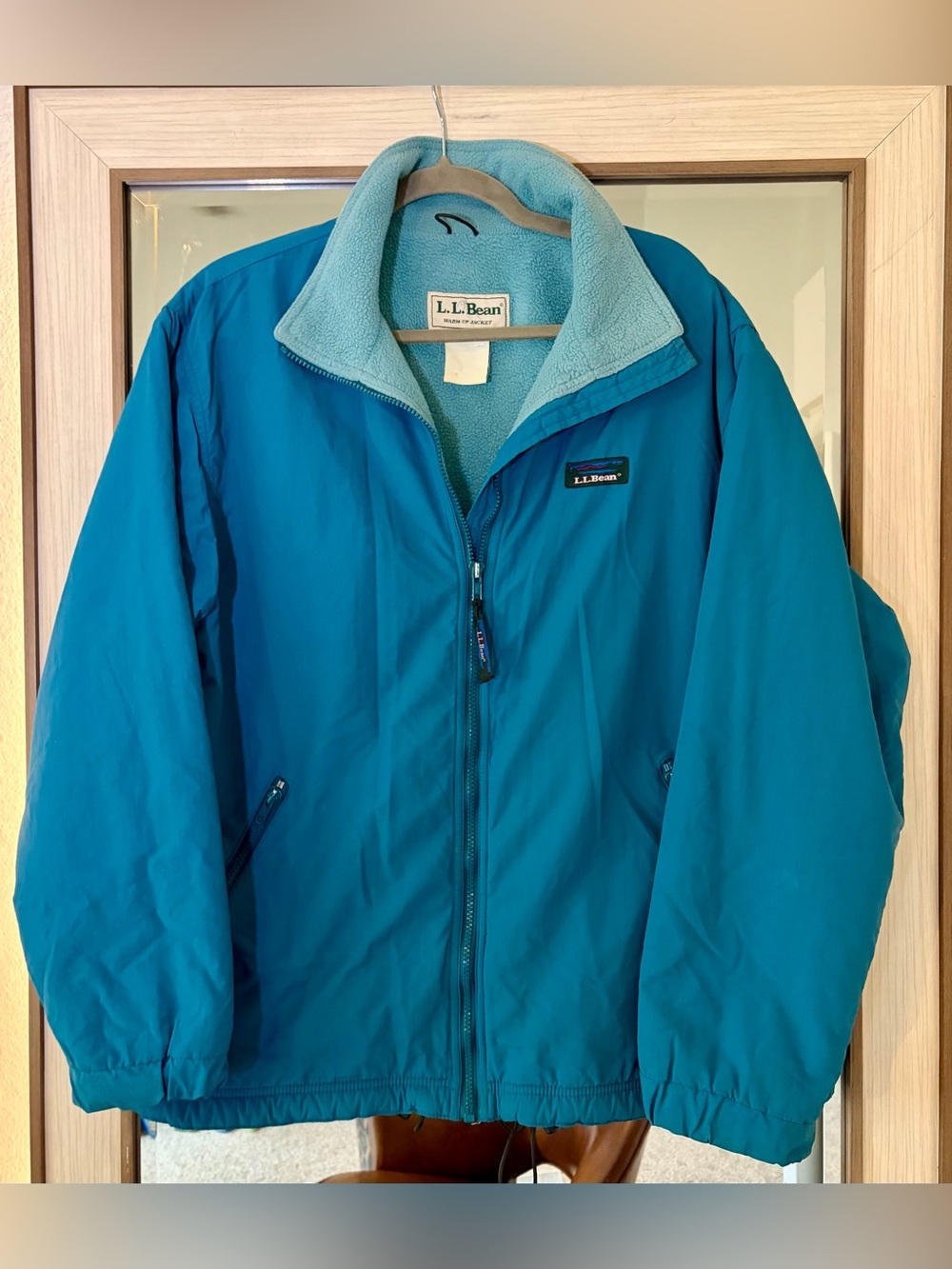 L.L. Bean Vintage Warm-Up Jacket blue fleece lining and stand up collar Men’s M